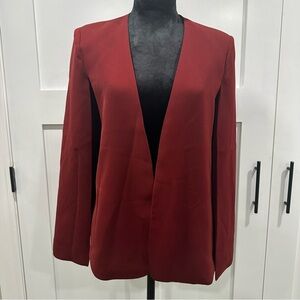 Ovi Red Blazer Structured Collarless Design